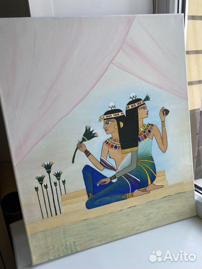 Картина маслом 46х55 см «Египетские жрицы»
