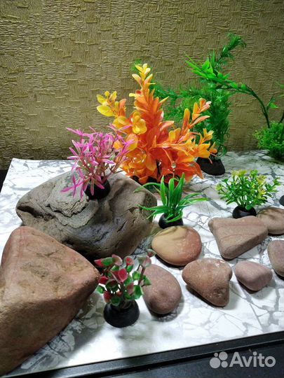 Декор для аквариума.(Коряга, грунт, растения)