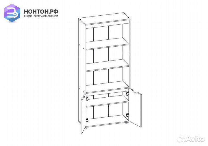 Стеллаж Неаполь с дверками графит