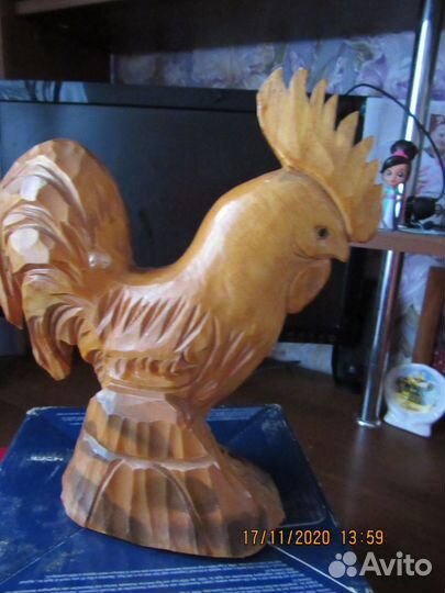 Петушок резной из дерева СССР