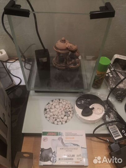 Аквариум 12 л, комплектующие, бу