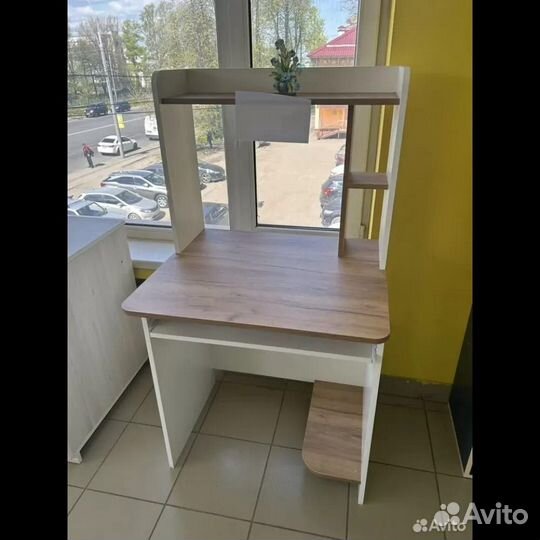 Компьютерный стол Грета-1 Белый/Крафт 70x130х60