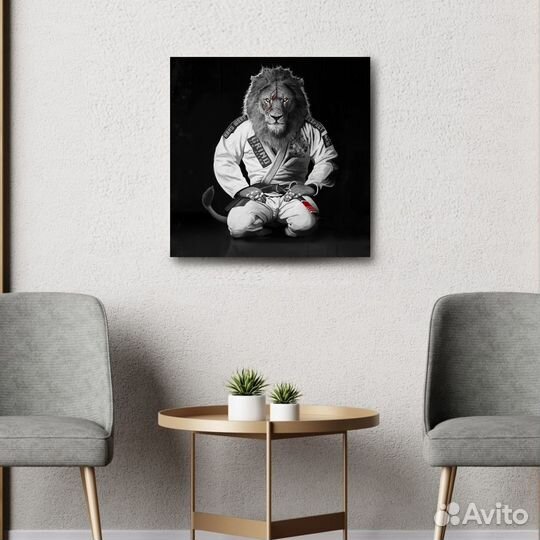 Картина лев в кимоно