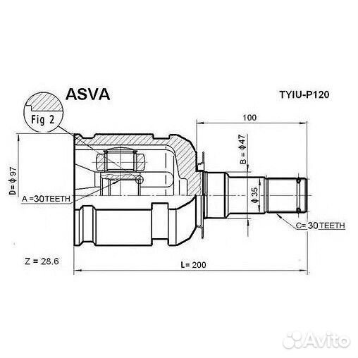 Шрус внутренний 30x47x30 Asva tyiu-P120