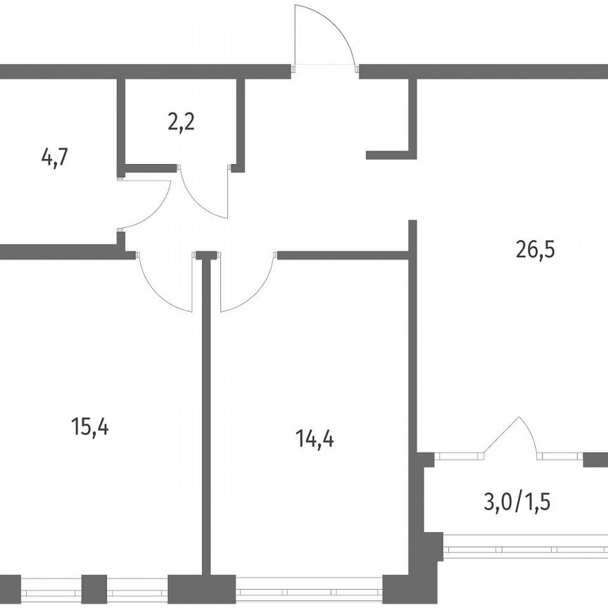 2-к. квартира, 64,7 м², 2/7 эт.