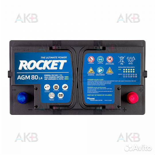 Аккумулятор автомобильный Rocket AGM L4 80Ah 800A