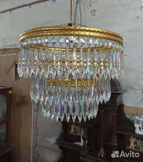 Винтажная хрустальная люстра, Чехословакия, 1970х