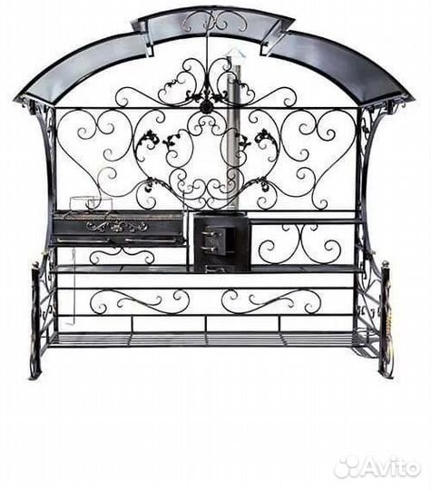 Мангал С печью под казан и крышей