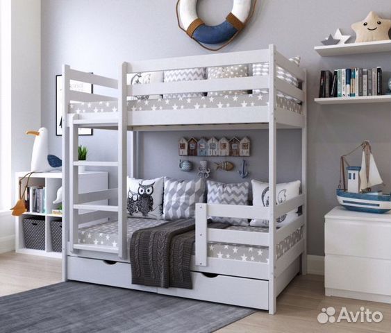 Кровать двухъярусная из массива березы