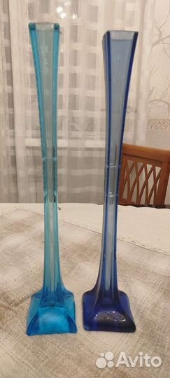 Старинные вазы цветное стекло Берц