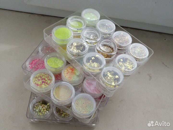 Декор и блёстки для ногтей, краски, жидкие камни