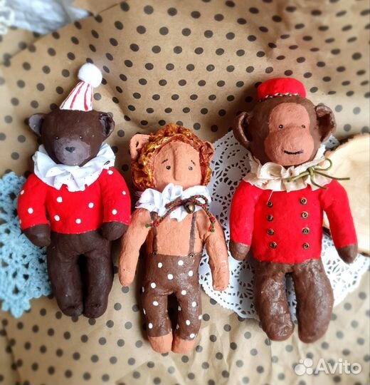 Ватные игрушки зверушки- Циркачи