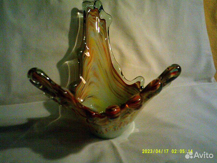 Ваза для фруктов/конфет цветное стекло (СССР)