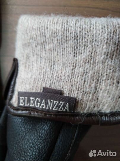 Мужские кожаные перчатки коричневые eleganzza