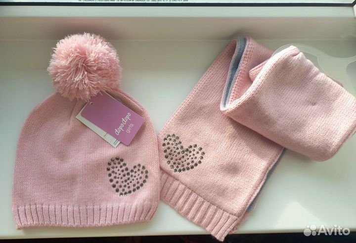 Комплект шапка и шарф демисезон новый на 3-7 лет