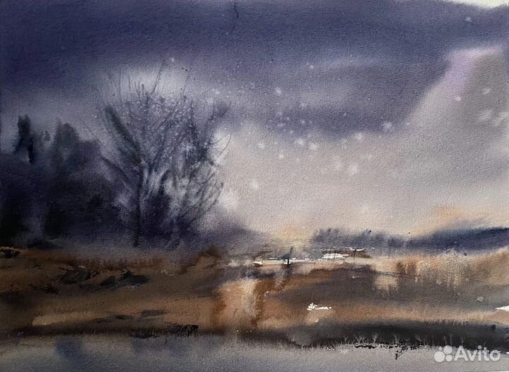 Интерьерная картина пейзаж акварель