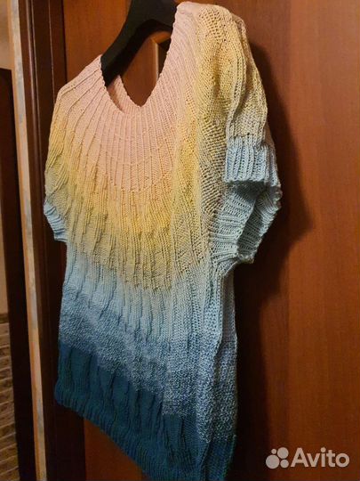 Вязаный джемпер/туника. Ручная работа. Оверсайз