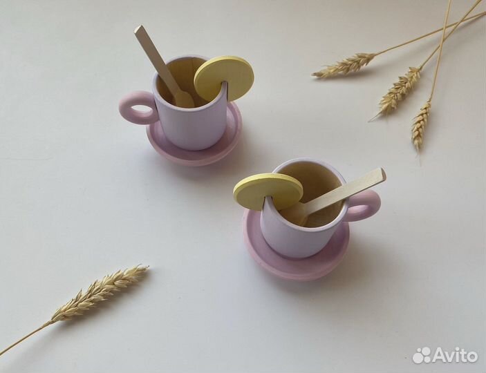 Детская деревянная посуда и еда набор