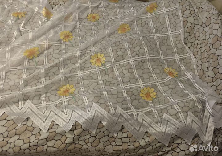 Тюль новая с желтыми цветами 3м30х142см