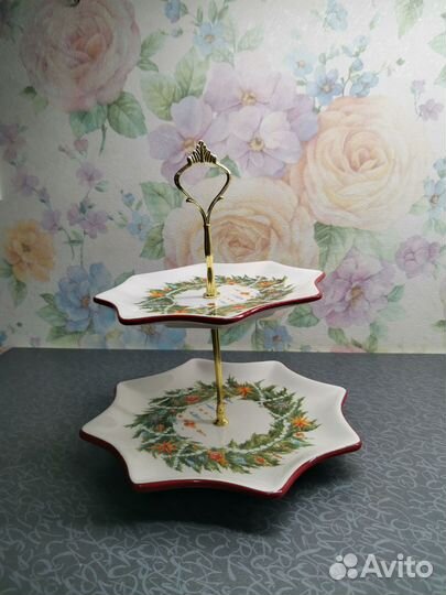 Подставка для пирожных 2 яруса, керамика