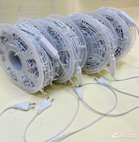 Гирлянда уличная катушка 100 м белый провод