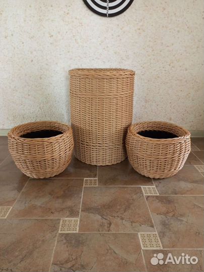 Кашпо из ротанга, в наличии и на заказ