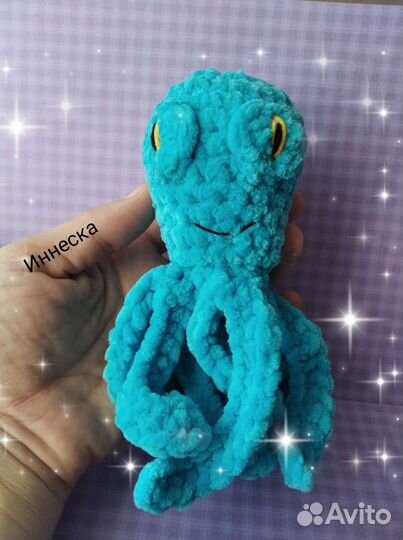 Осьминог вязаный плюшевый