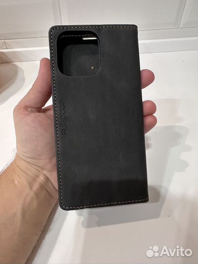 Кожанный чехол книжка iPhone 14 pro max