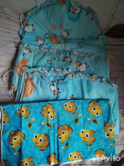 Бортики в кроватку и постельное белье пакетом