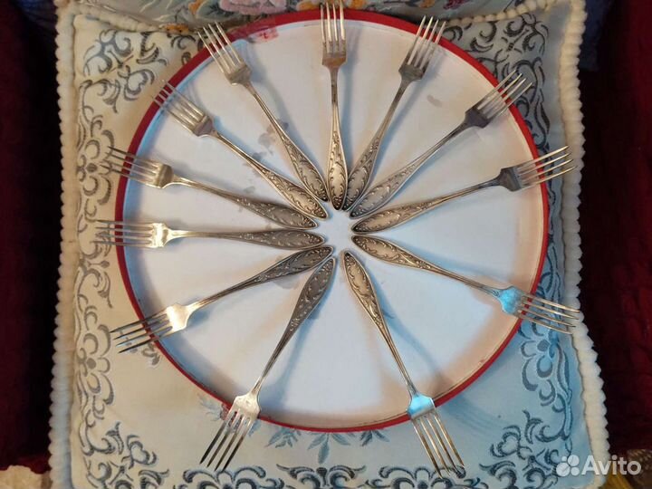 Набор чайных мельхиорывых ложек 12шт и вилок