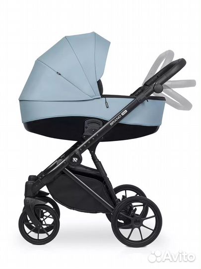 Детская коляска 2 В 1 Riko Brano PRO crystal blue