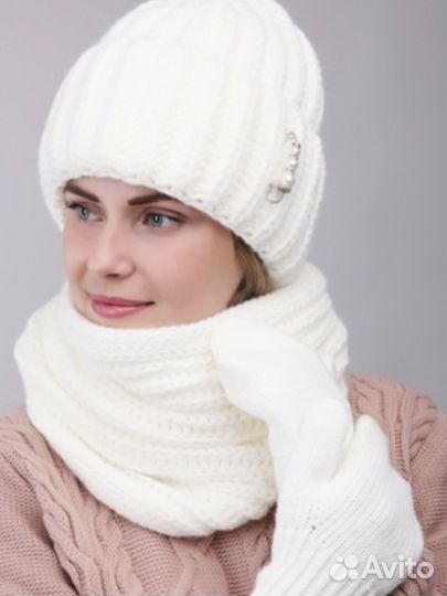 Комплект шапка,снут и варежки