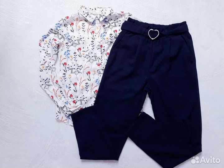 Блузка школьная и брюки школьные на девочку