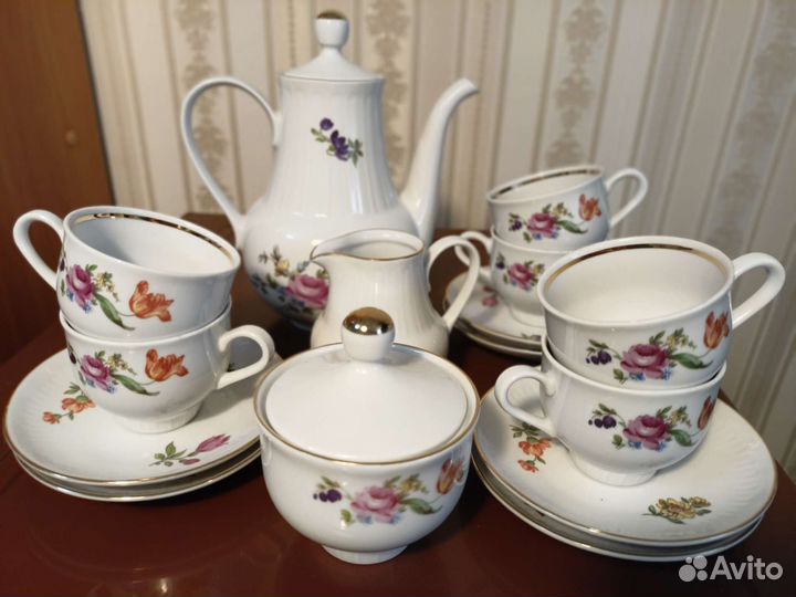 Кофейный сервиз ГДР Роза
