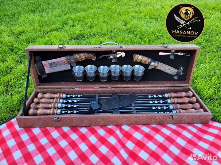 Нож, шампура, шашлычный набор