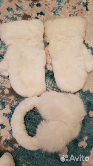 Варежки наушники кролик песец