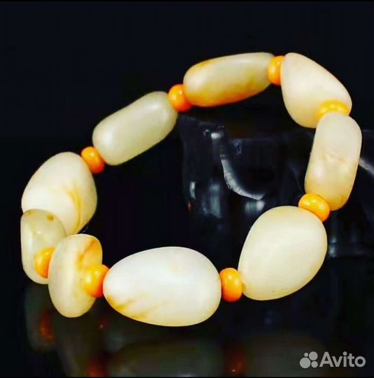 Браслет нефрит из гальки речной