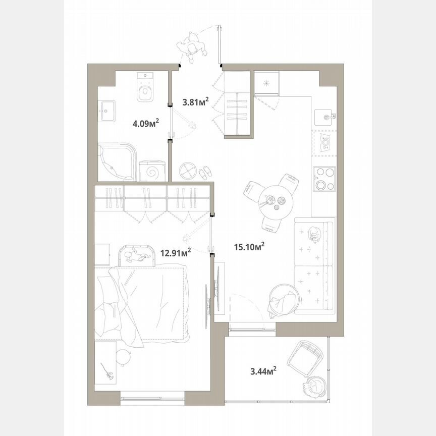 1-к. квартира, 37,6 м², 12/12 эт.