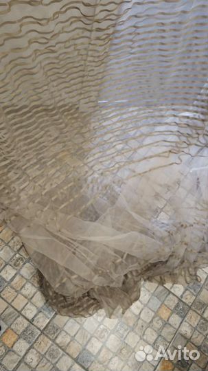 Тюль кофейный