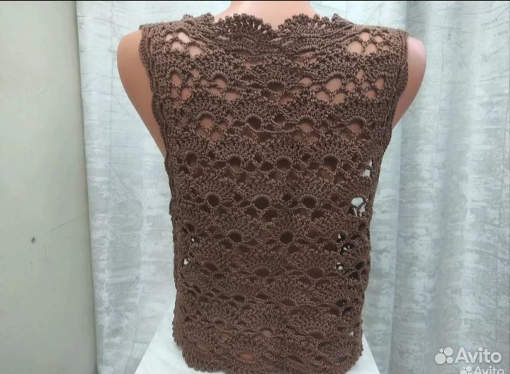 Ажурный жилет 46 48 ручная работа