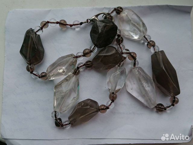 Бусы горный хрусталь, раух-топаз. 50см