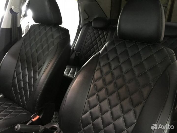 Чехлы Экокожа Hyundai Solaris 2010 - 2017 Черный р