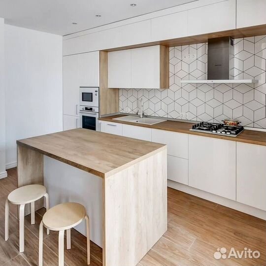 Прямая кухня с мдф фасадами