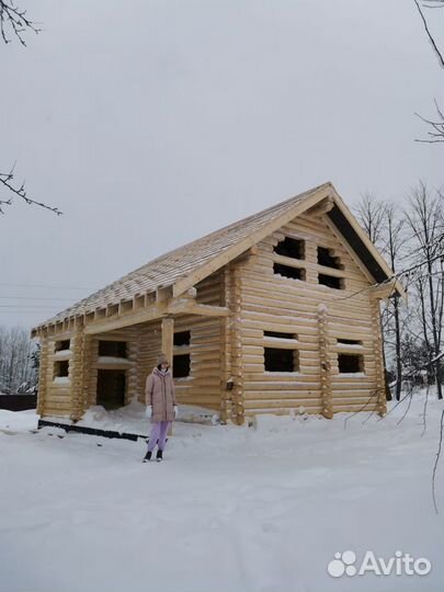 Оцилиндрованное бревно, дома и бани