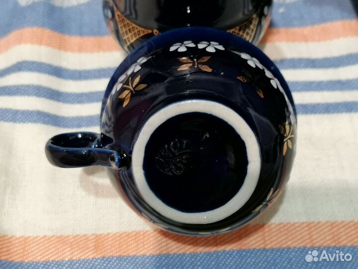 Фарфоровый кофейный сервиз Бронницы кобальт