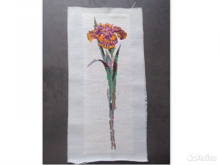 Картина ирисы, Вышивка крестиком, без рамки