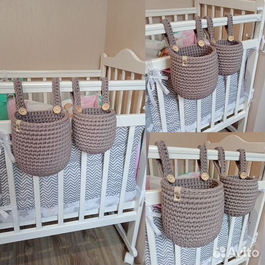 Корзинки кармашки на кроватку набор