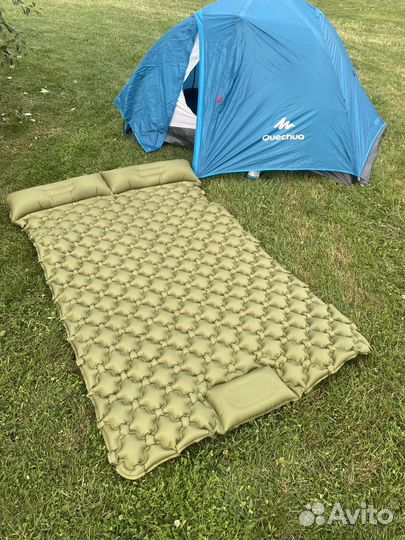 Коврик туристический, надувной матрас, с насосом