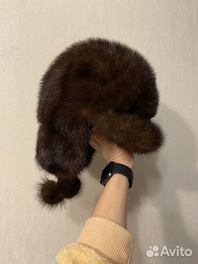 Шапка норковая женская коричневая