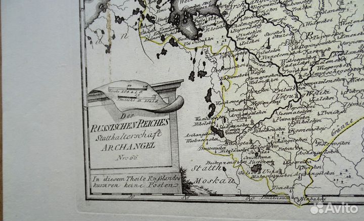 Антикварная карта Архангельская губерния 1789